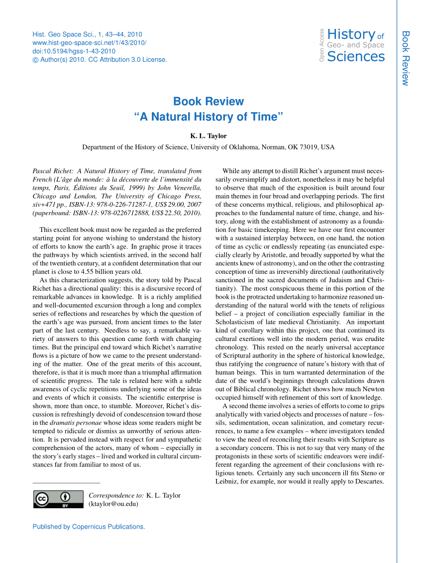 Pdf Book Review A Natural History Of Time