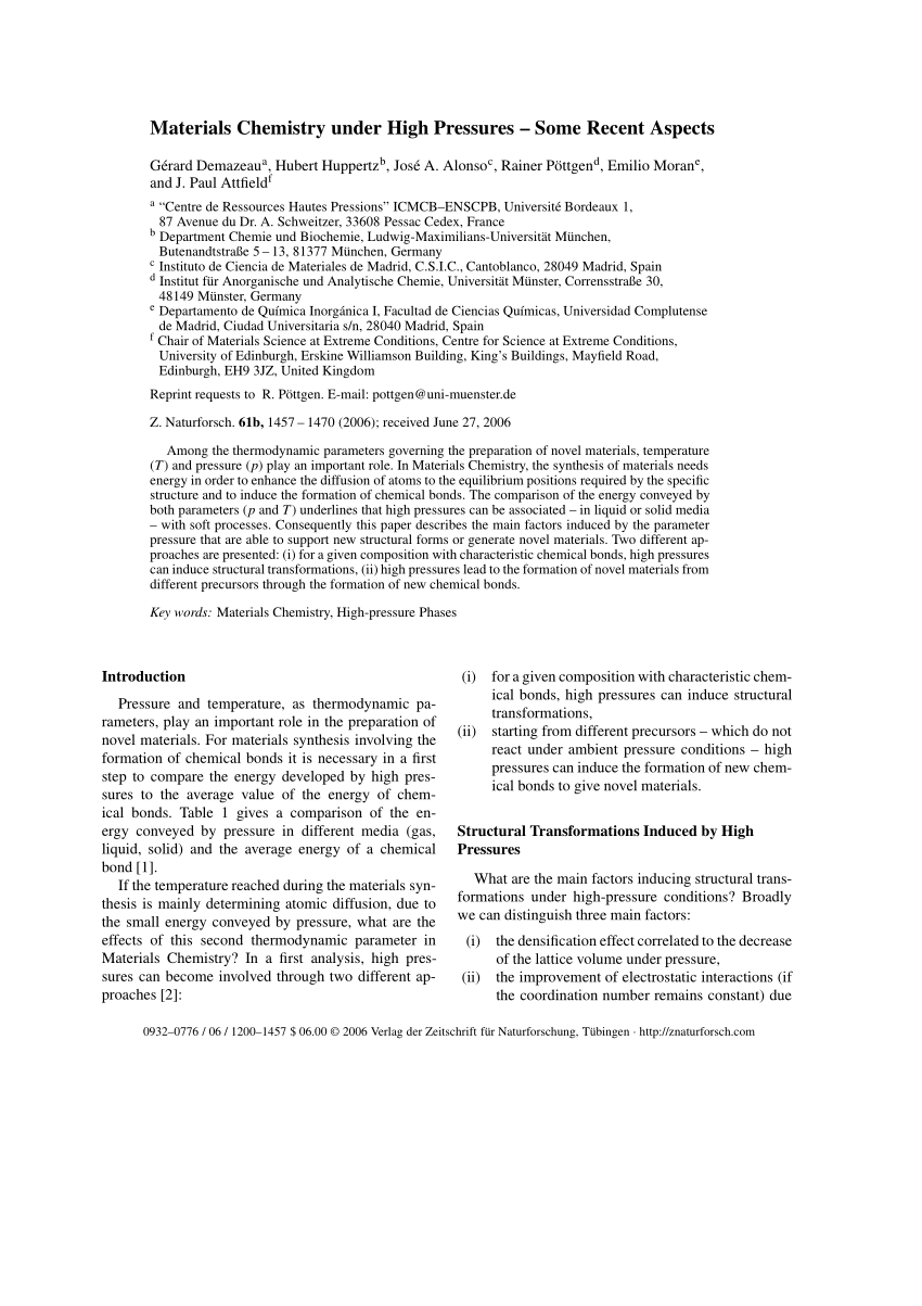 Chemistry under high pressure