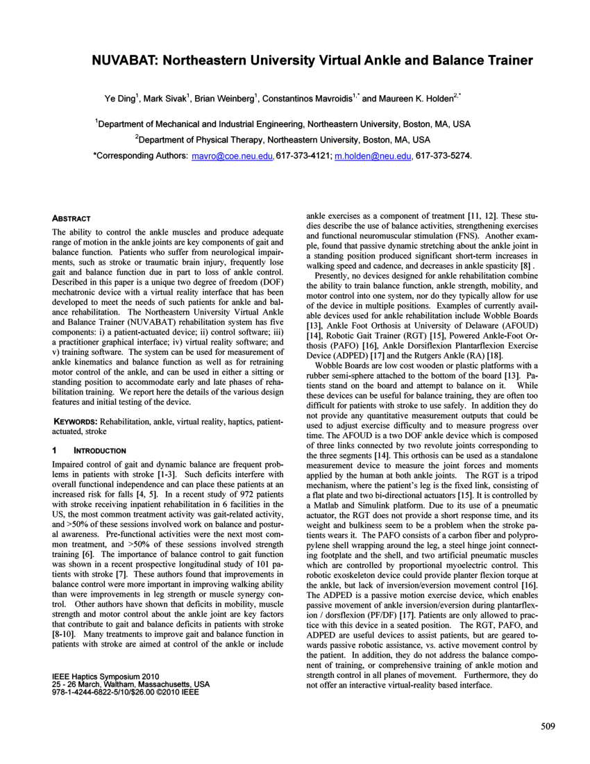 (PDF) NUVABAT Northeastern university virtual ankle and