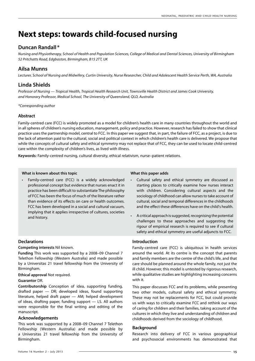 pediatric nursing research topics pdf