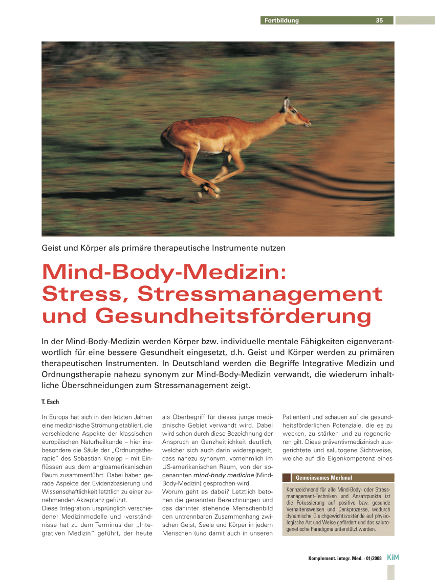 Pdf Mind Body Medizin Stress Stressmanagement Und - 