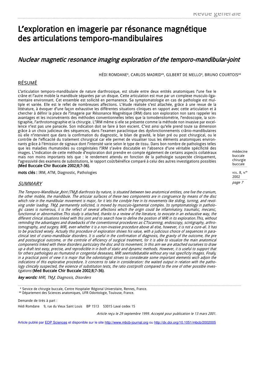 imagerie atm. aide diagn. troubles cranio-mandibu.