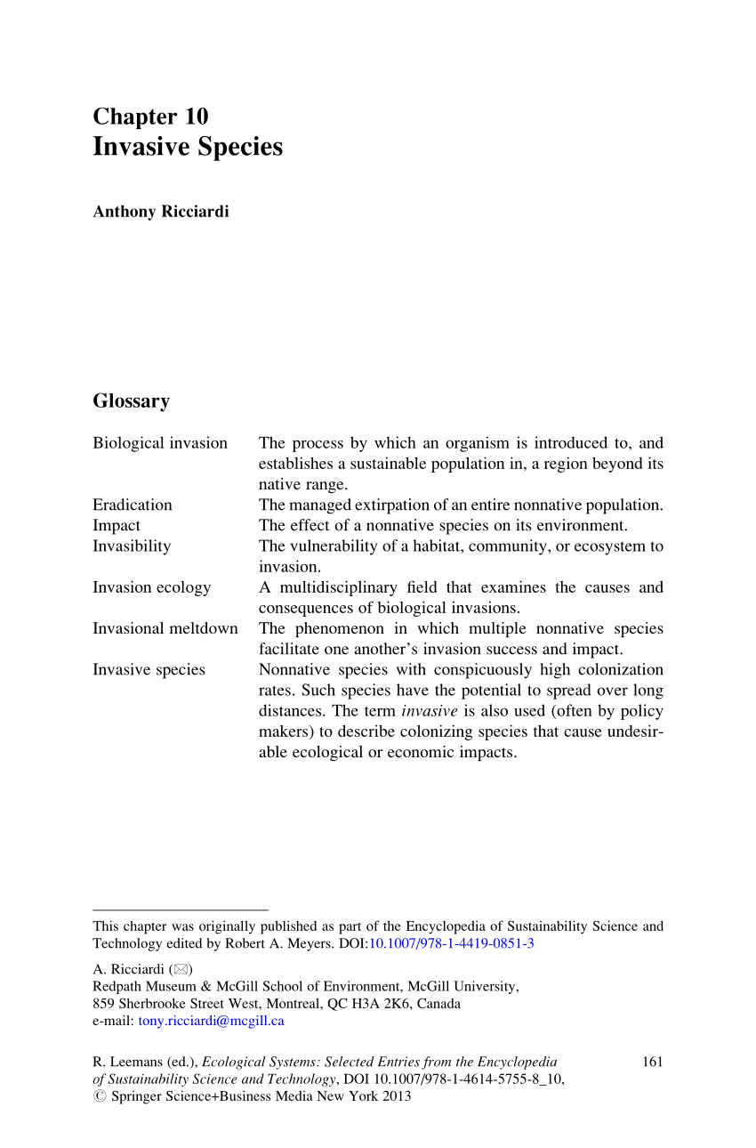 invasive species research project pdf
