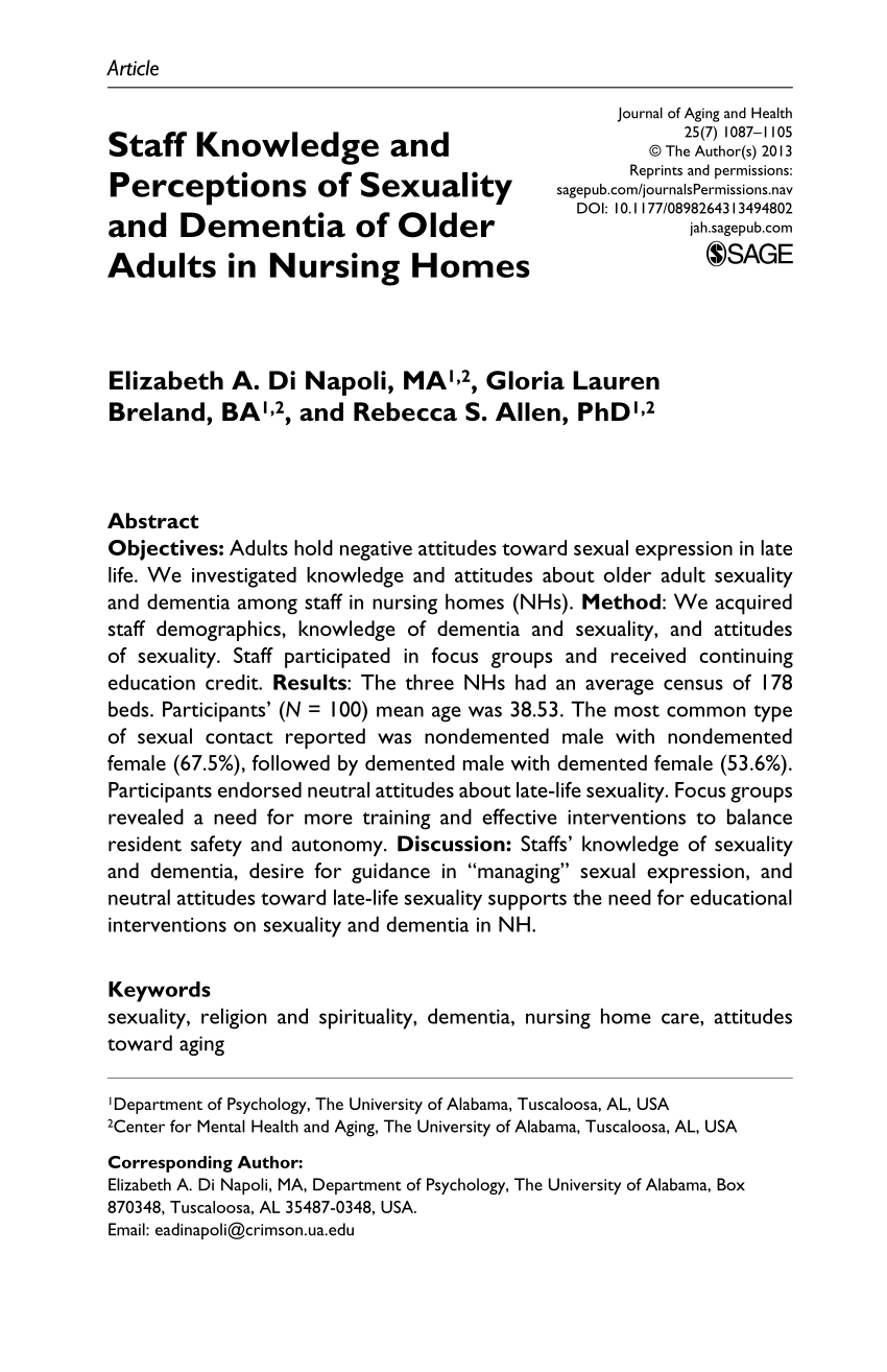 Permissive sex in nursing homes