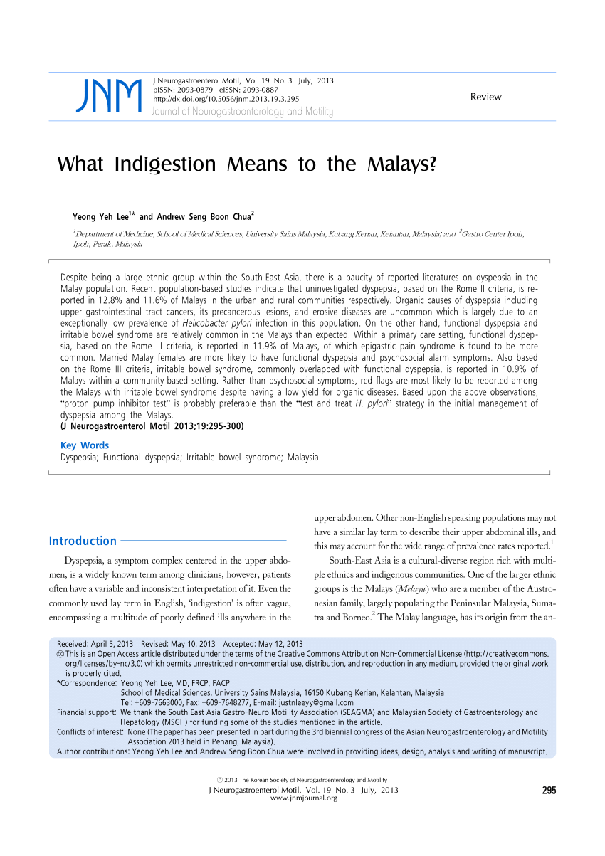 Pdf What Indigestion Means To The Malays