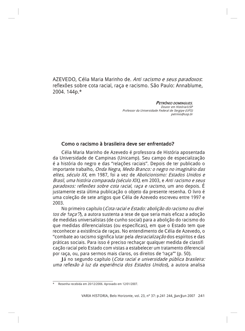 Celia Maria Marinho de Azevedo - Abolicionismo - Estados Unidos e Brasil,  Uma História Comparada (Século XIX) - Annablume (2003), PDF, Escravidão