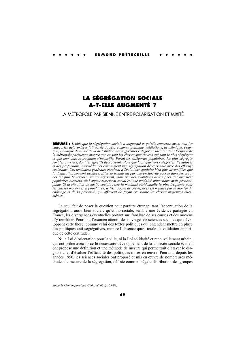 PDF) La sgrgation sociale a-t-elle augment ?: La mtropole ...