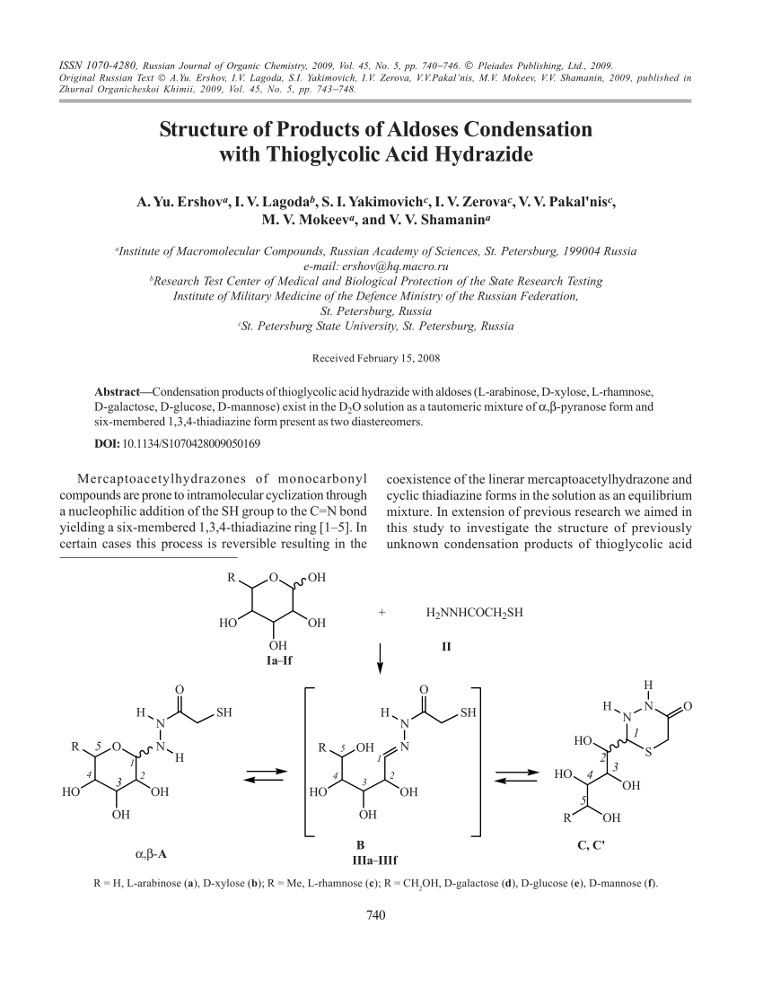 Pdf Structure Of Products Of Aldoses Condensation With Thioglycolic Acid Hydrazide