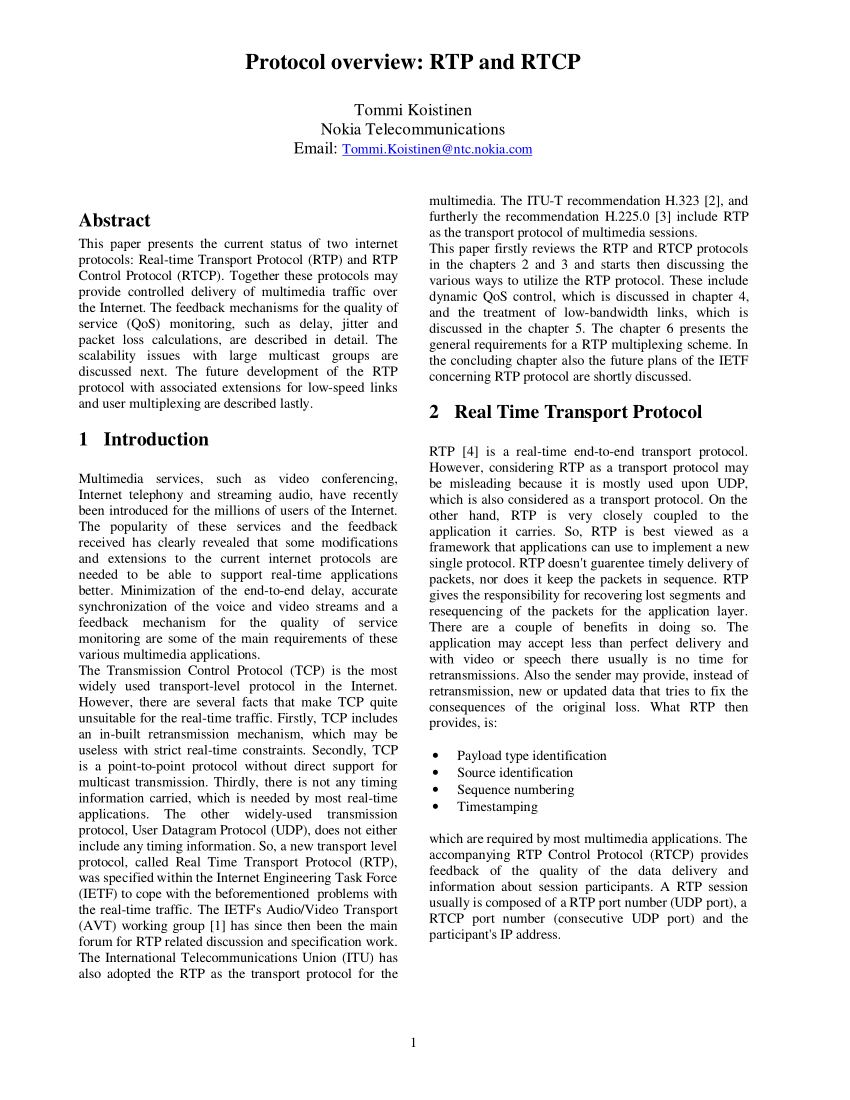 Pdf Protocol Overview Rtp And Rtcp