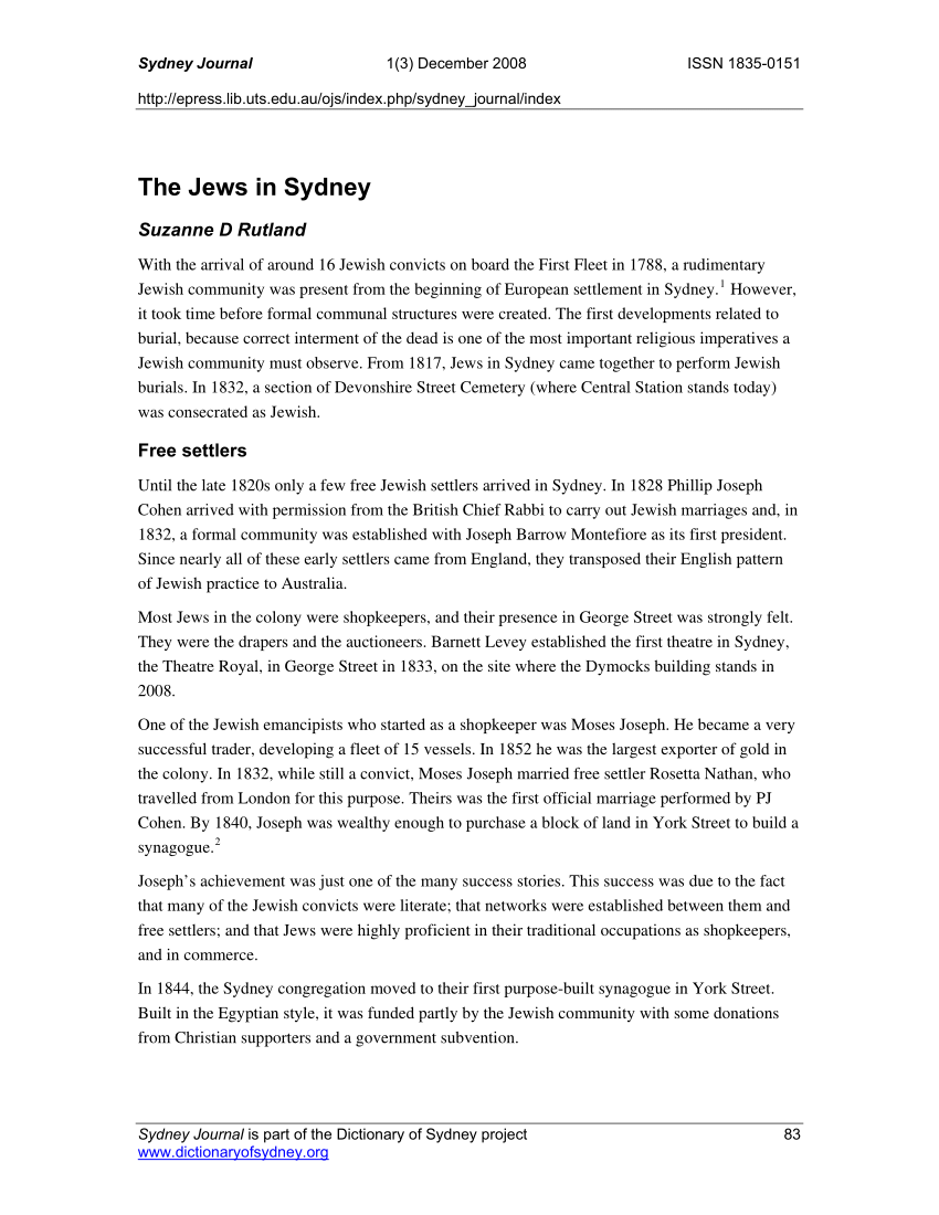 PDF The Jews in Sydney