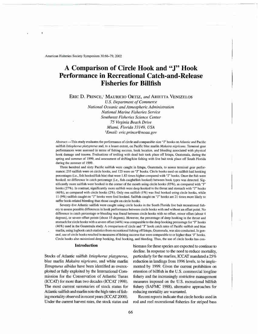 PDF] Influence of Circle Hook Size on Hooking Efficiency, Injury