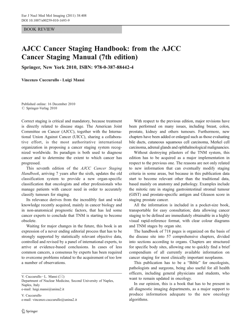 Ajcc Cancer Staging Manual 7th Edition Kidney