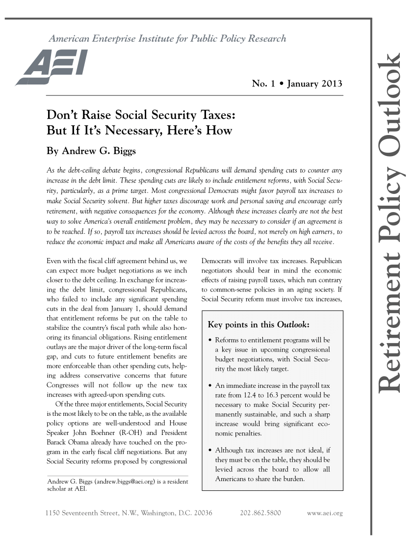 (PDF) Don't Raise Social Security Taxes But If It's Necessary, Here's How
