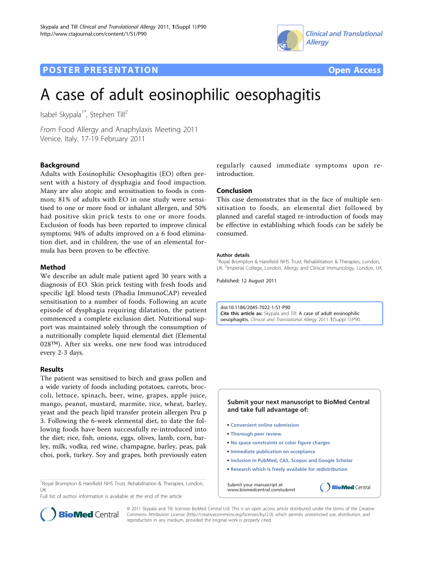 Pdf A Case Of Adult Eosinophilic Oesophagitis 8034