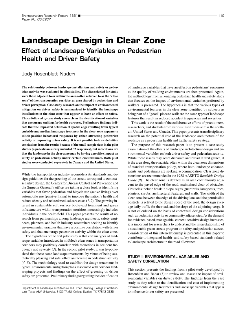 Pdf Landscape Design In Clear Zone, Landscape Design College Station Tx
