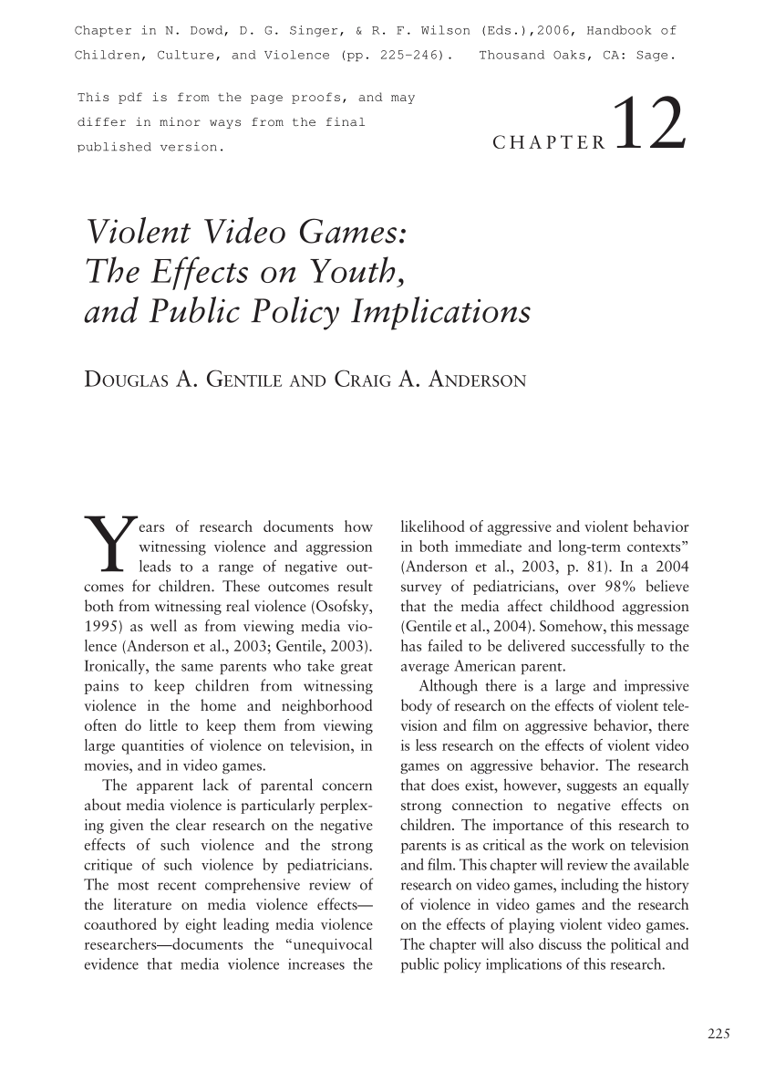 thesis for violent video games