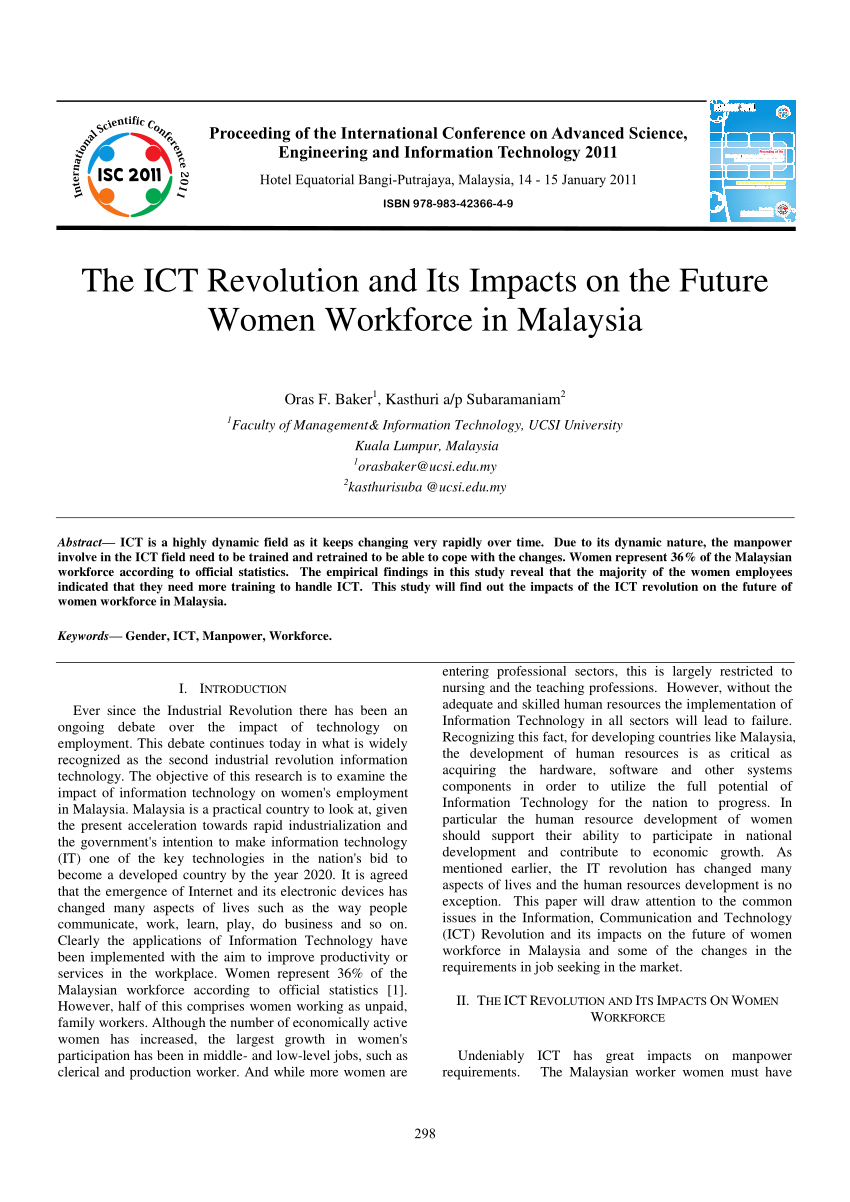 Pdf The Ict Revolution And Its Impacts On The Future Women Workforce In Malaysia