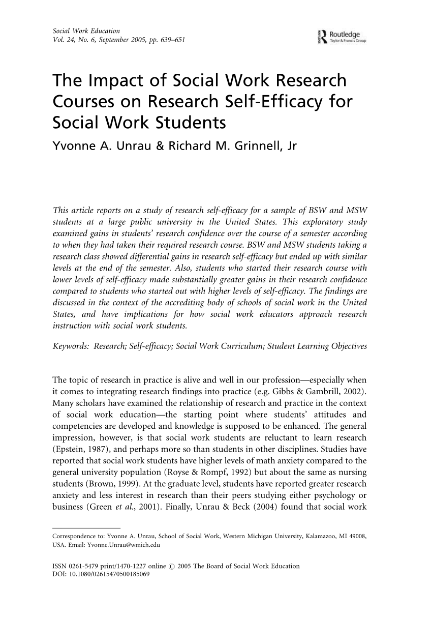 what is an example of a social work research topic