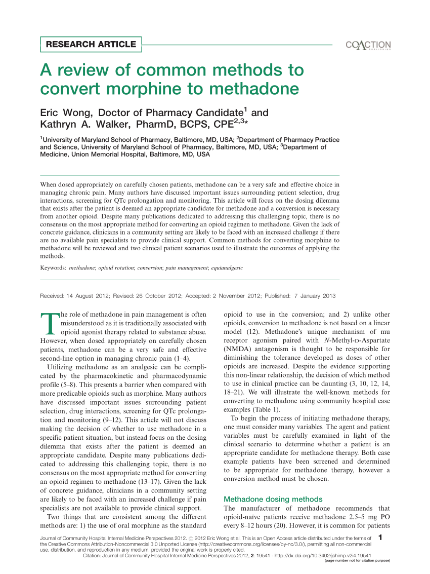 Methadone Conversion Chart