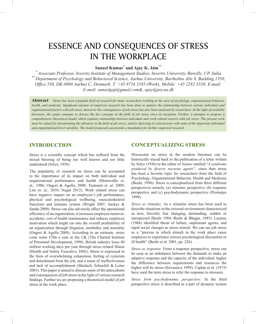 research studies about stress