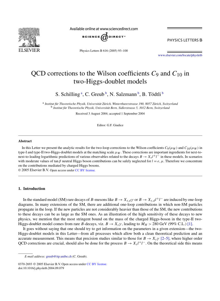 Pdf Qcd Corrections To The Wilson Coefficients C 9 And C 10 In Two Higgs Doublet Models