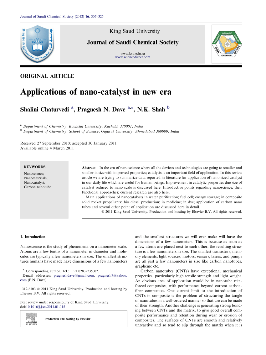 Pdf Applications Of Nanocatalyst In New Era