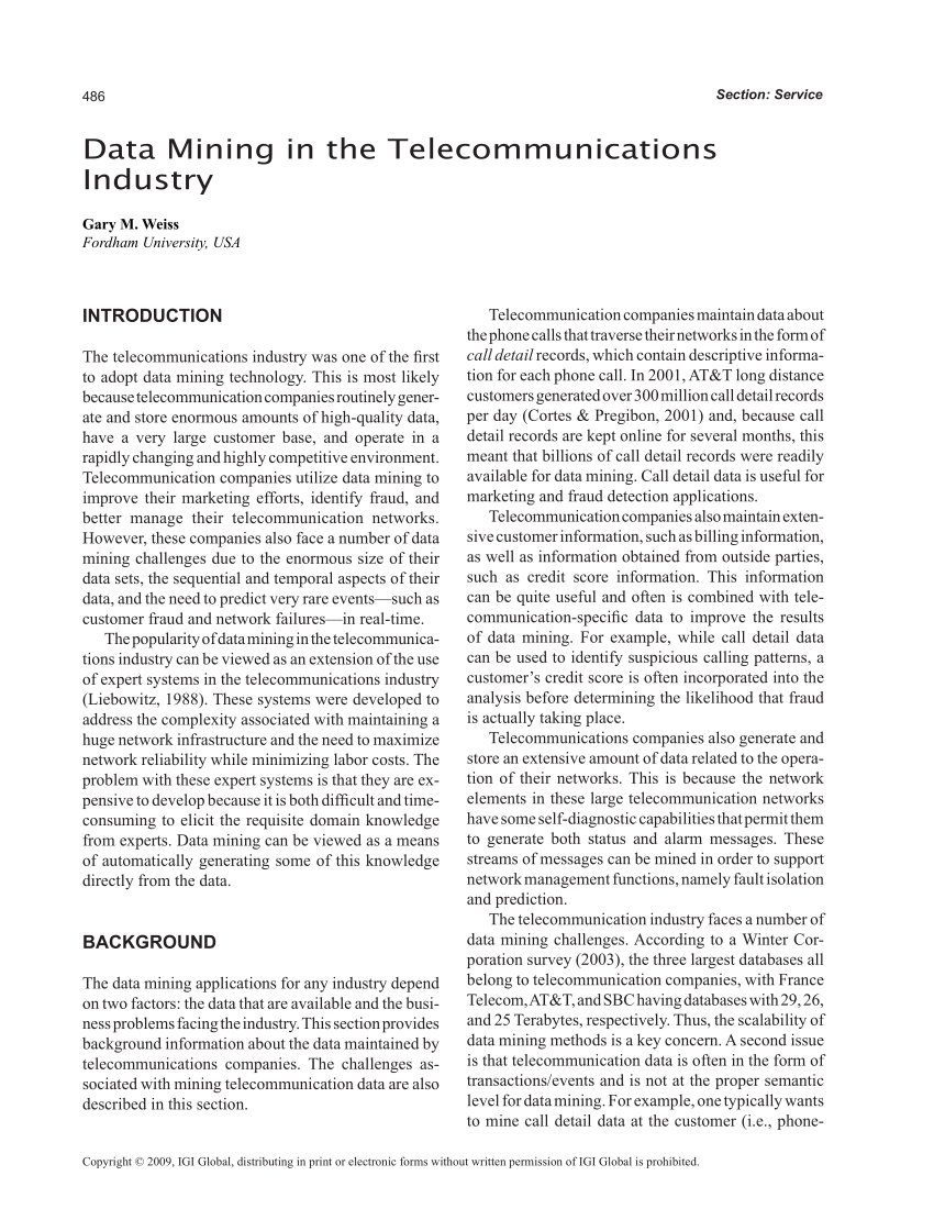 case study of data mining in telecommunications