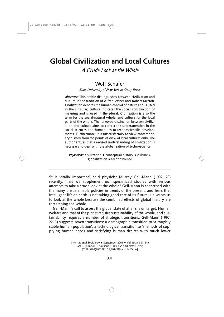 Pdf Global Civilization And Local Cultures