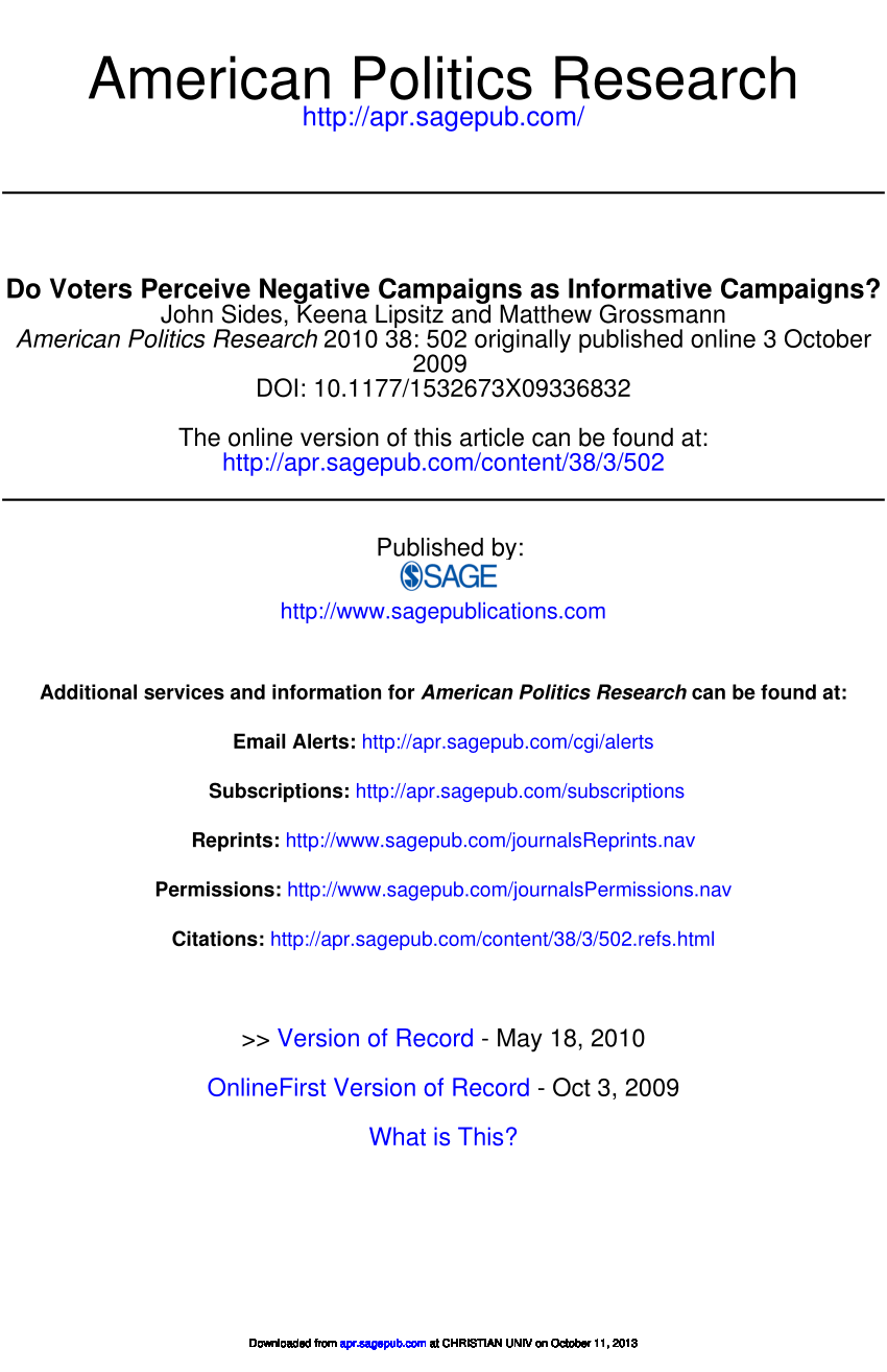 PDF) Do Voters Perceive Negative Campaigns as Informative Campaigns?