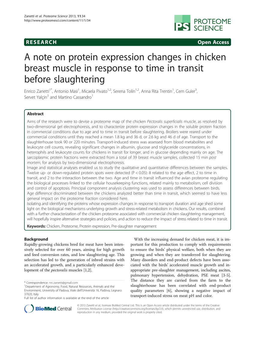 PDF) A note on protein expression changes in chicken breast muscle ...
