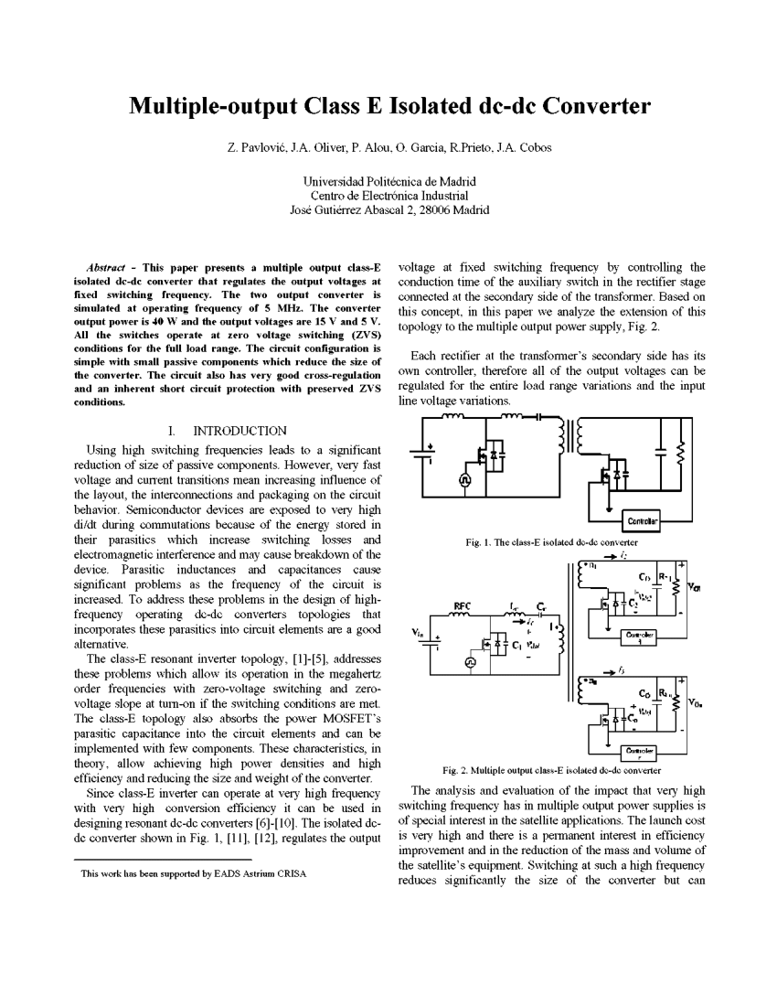 Multiple output class-E isolated dc-dc converter