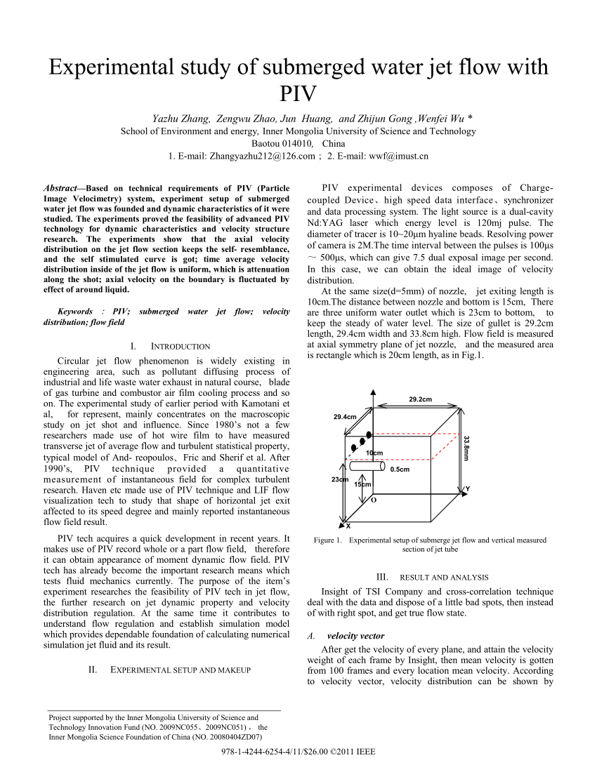 PDF) Experimental Study of Submerged Water Jet Flow with PIV