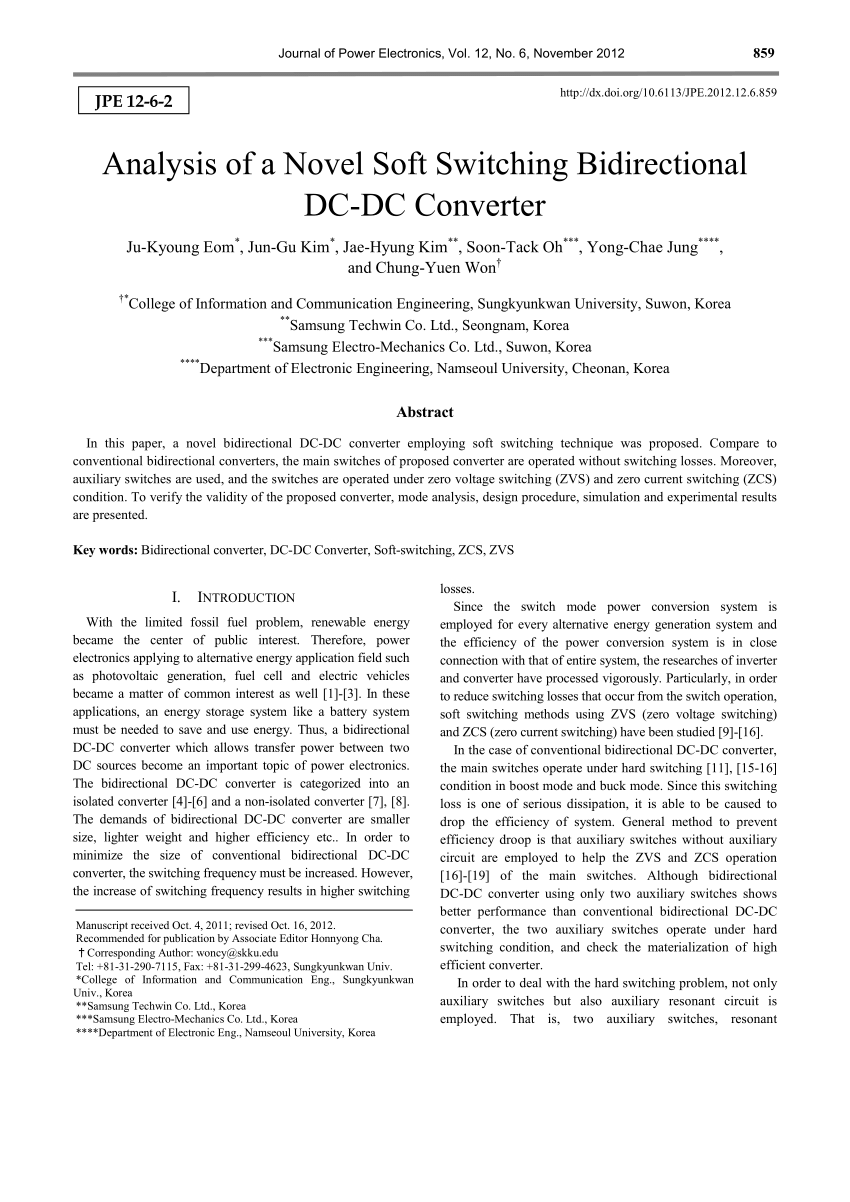 Pdf Analysis Of A Novel Soft Switching Bidirectional Dc Dc Converter