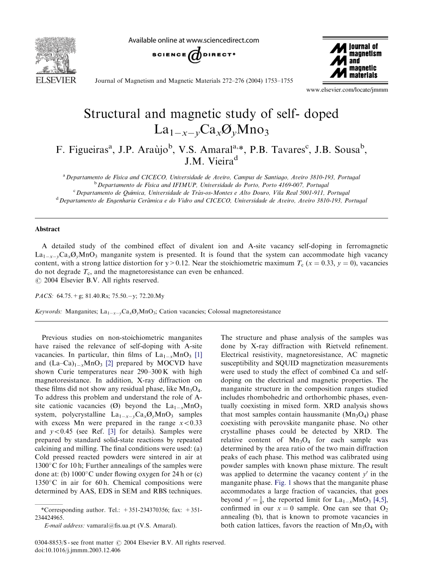 Pdf Structural And Magnetic Study Of Self Doped La1 X Ycaxoymno3