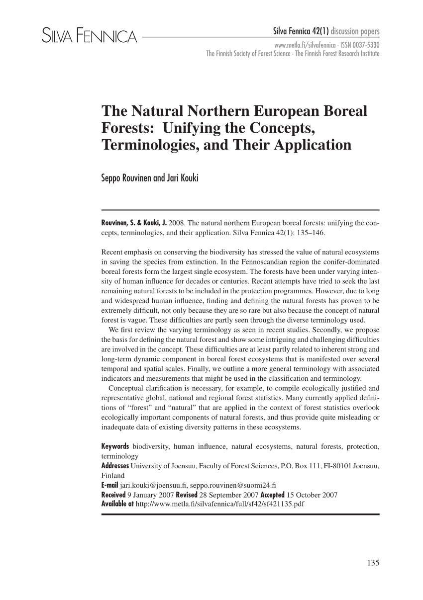 PDF) The Natural Northern European Boreal Forests: Unifying the Concepts  Terminologies and Their Application