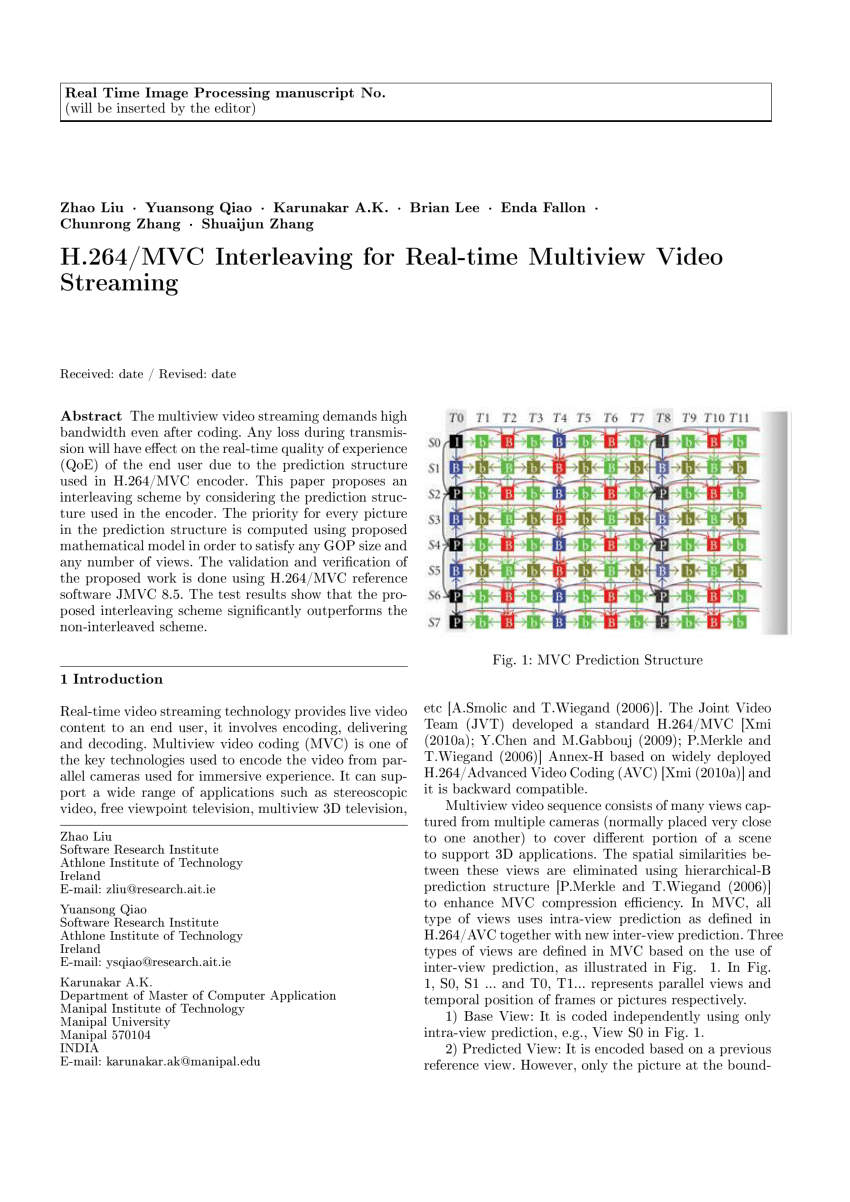 PDF) H.264/MVC Interleaving for Real-time Multiview Video Streaming