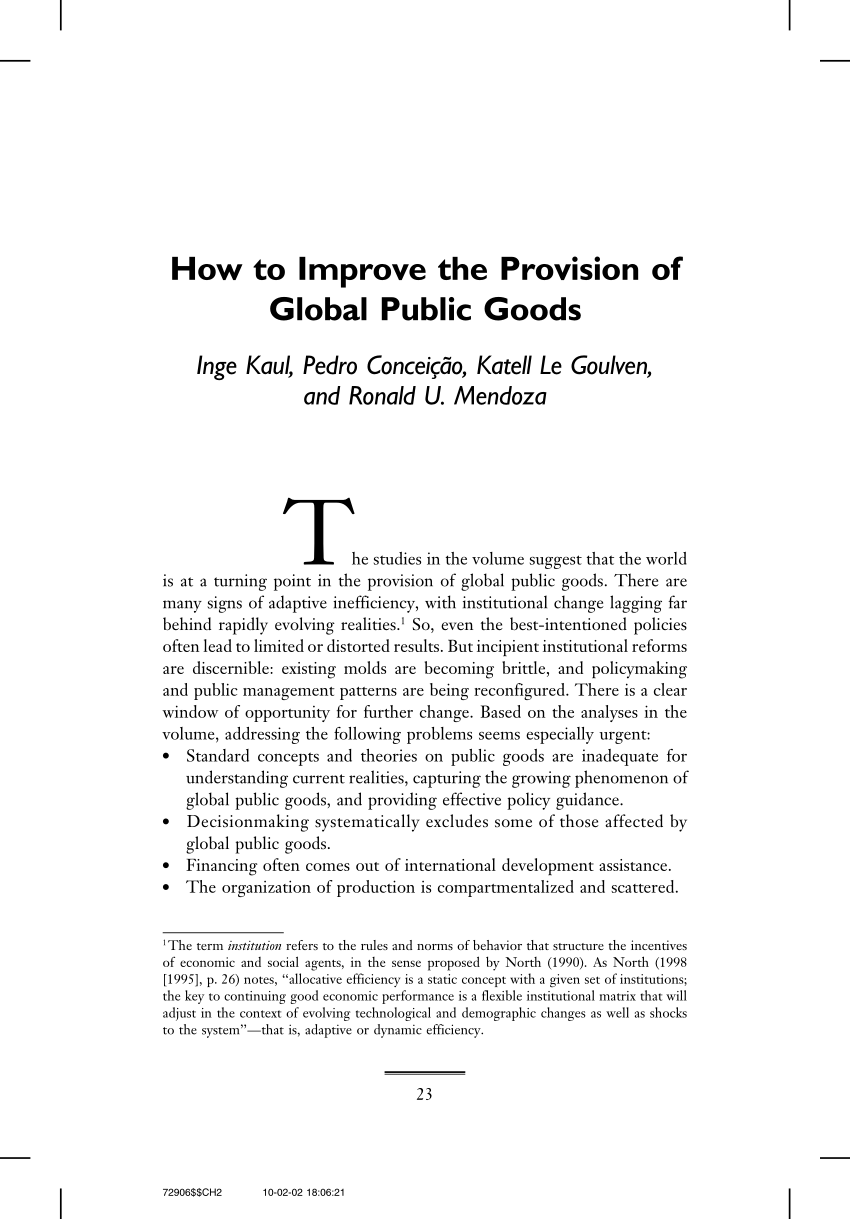 research paper on public goods