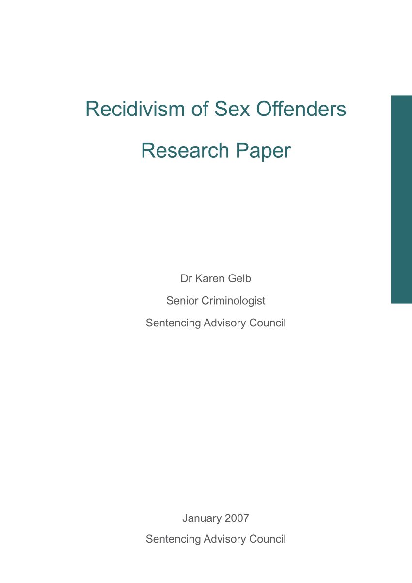 Pdf Recidivism Of Sex Offenders Research Paper 3577