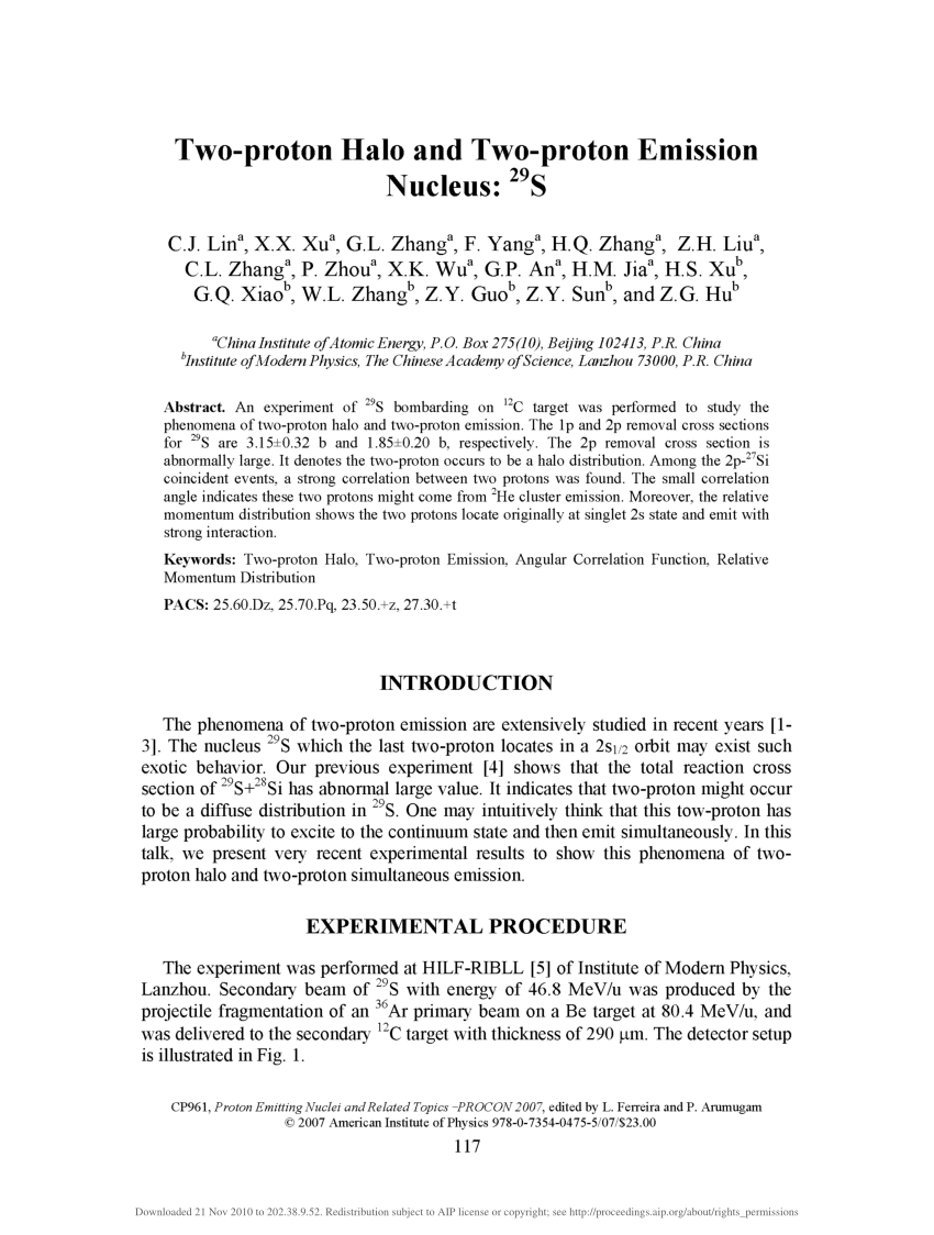 Pdf Two Proton Halo And Two Proton Emission Nucleus 29s