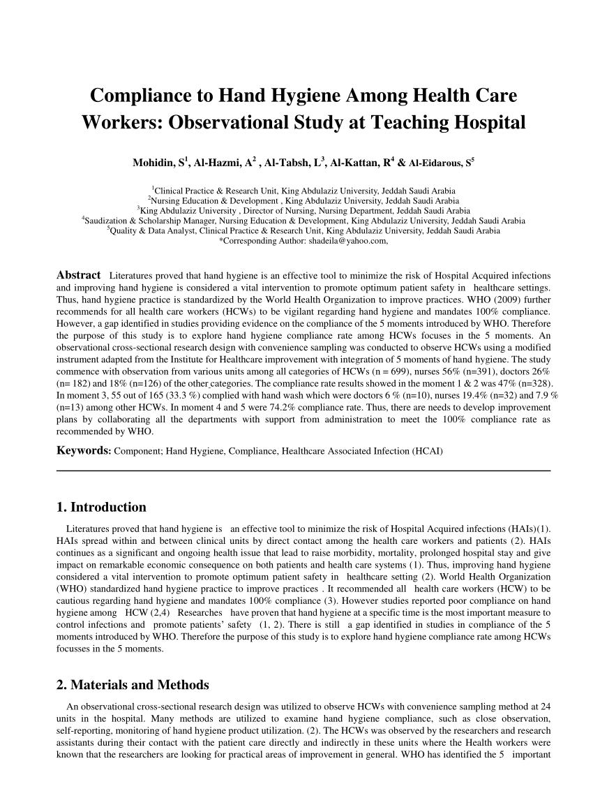 quantitative research study on hand hygiene