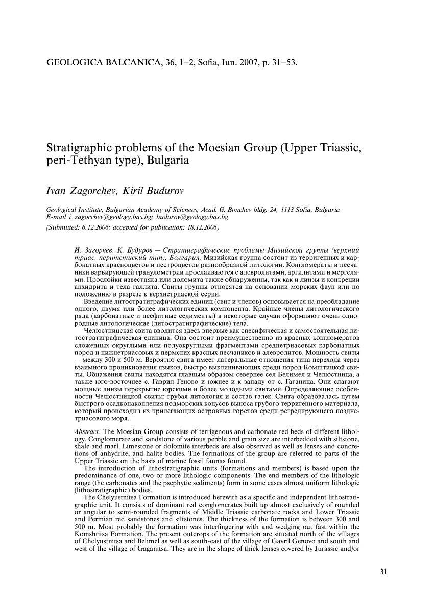 Pdf Stratigraphic Problems Of The Moesian Group Upper Triassic Peri Tethyan Type Bulgaria