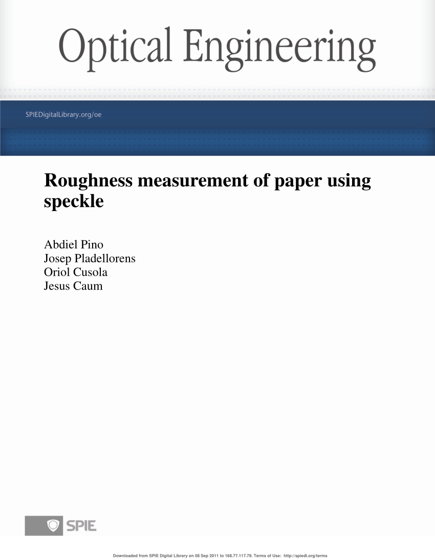 (PDF) Roughness measurement of paper using speckle