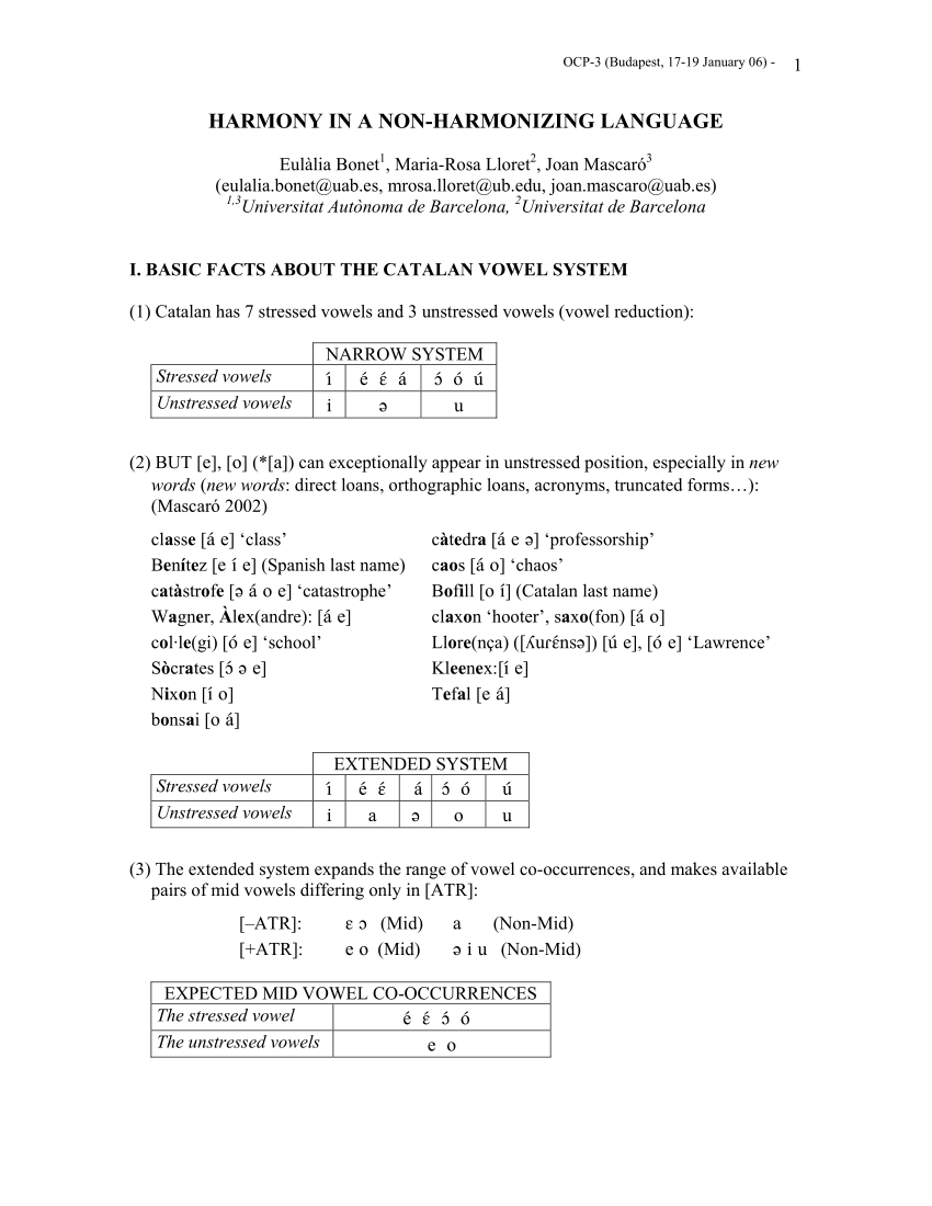 Pdf Harmony In A Non Harmonizing Language