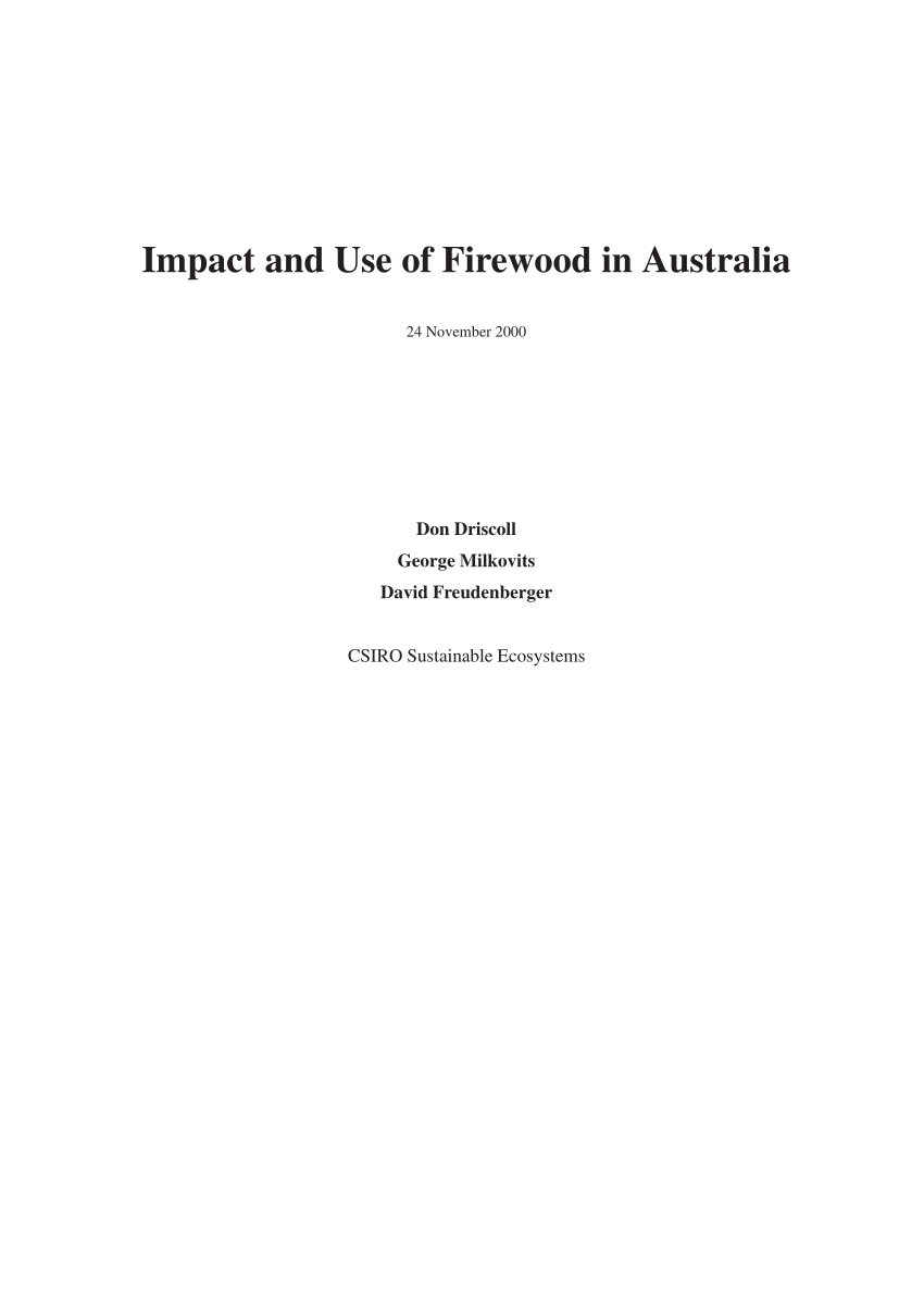 Pdf Impact And Use Of Firewood In Australia