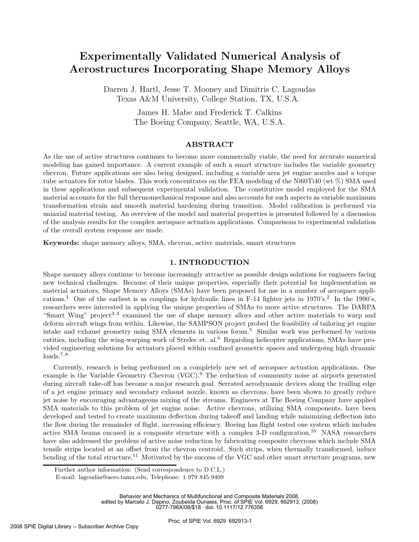 Pdf Experimentally Validated Numerical Analysis Of Aerostructures