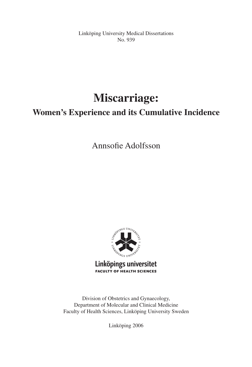 PDF) Miscarriage : womenu0027s experience and its cumulative incidence