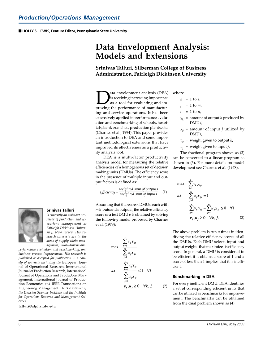 research paper on data envelopment analysis