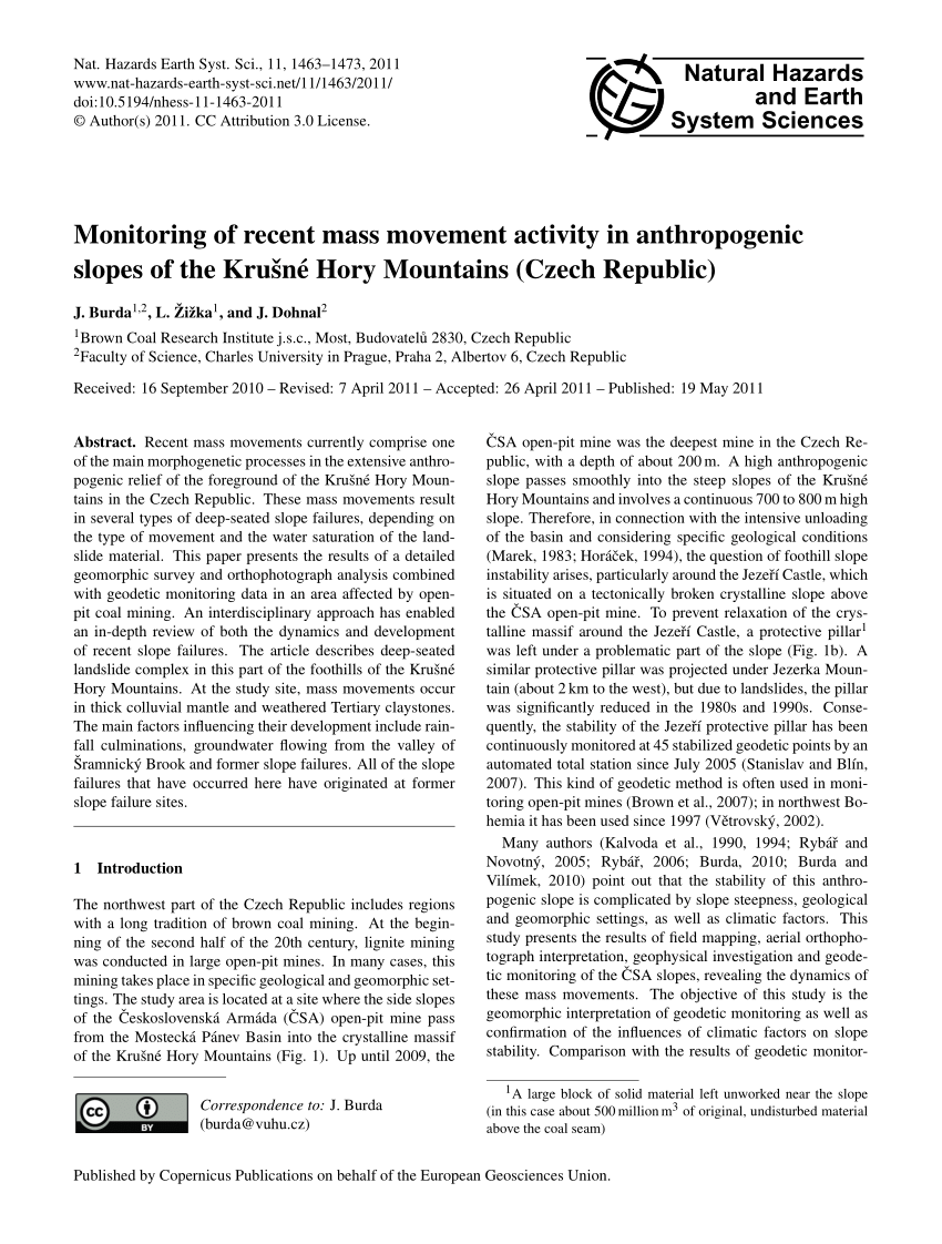 PDF) Monitoring of recent mass movement activity in anthropogenic ...