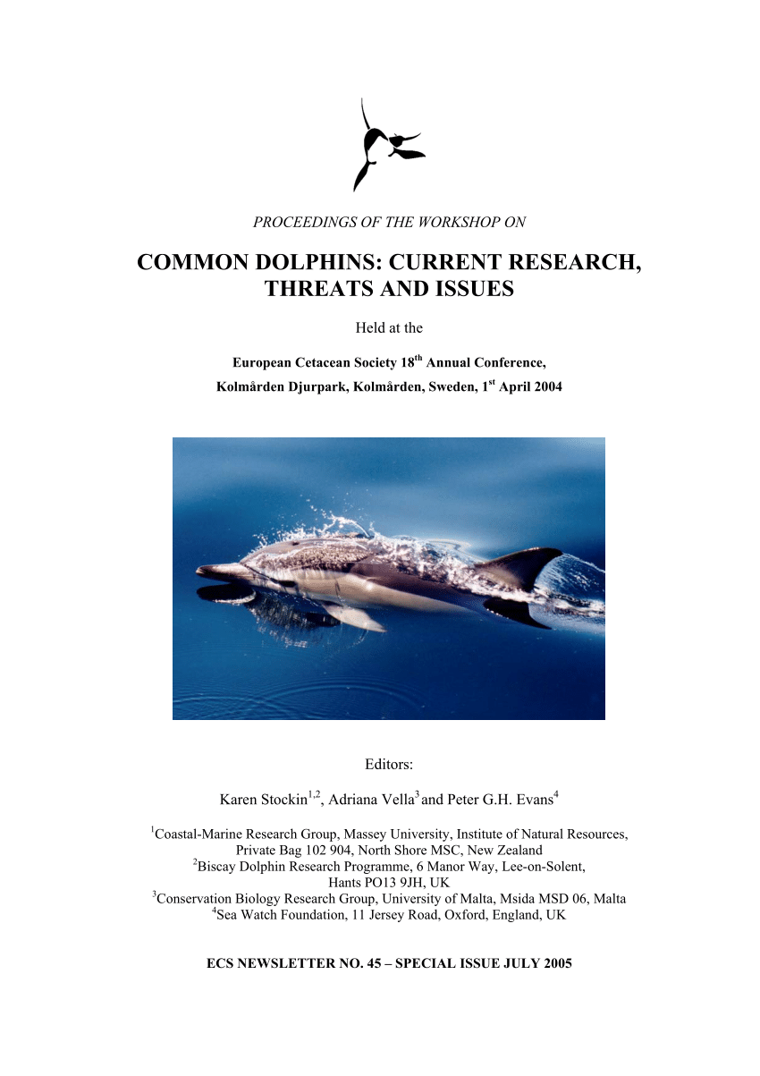 PDF) Common dolphins: Current research, threats and issues workshop.
