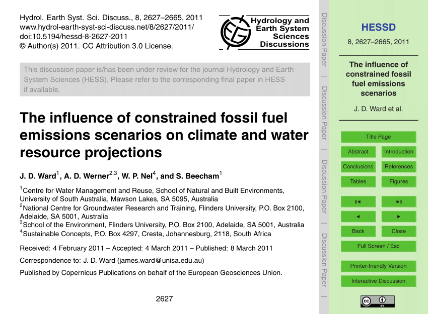 PDF) The influence of constrained fossil fuel emissions scenarios ...